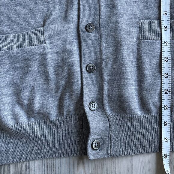Paul Fredrick 100% Merino Wool Grey Button Down Sweater Vest With Pockets Size L - Picture 7 of 8